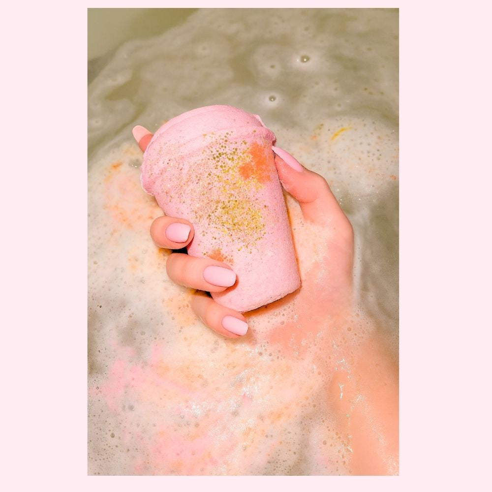 PINK DRINK CHOC BATH BOMB-LATTE: Bath Bomb