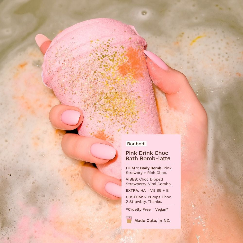 PINK DRINK CHOC BATH BOMB-LATTE: Bath Bomb