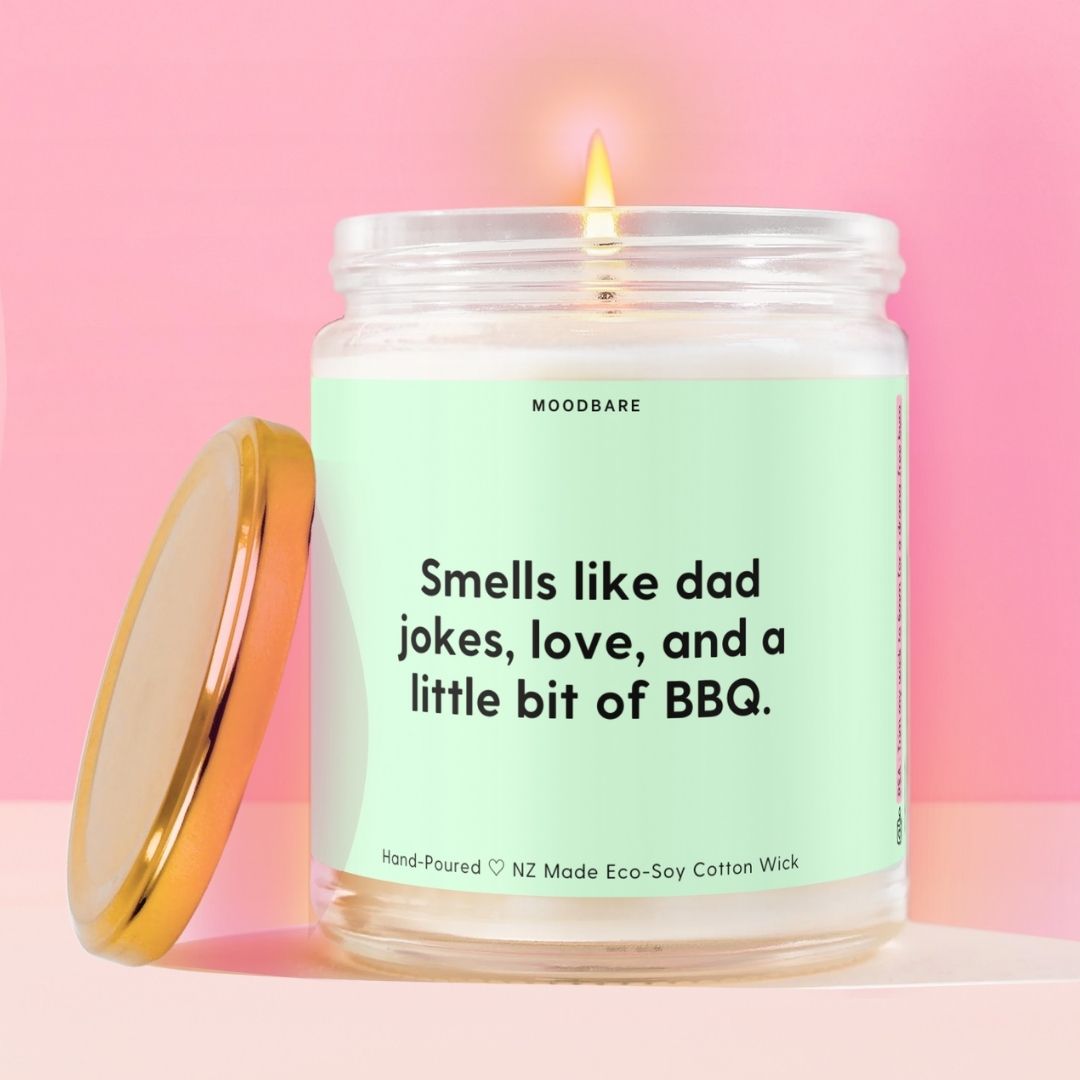 Smells like dad jokes, love, and a little bit of BBQ. Moodbare