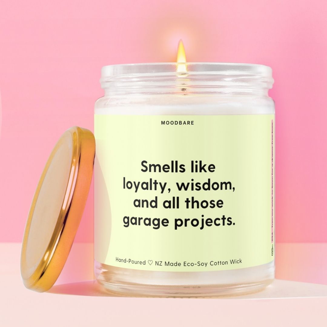 Smells like loyalty, wisdom, and all those garage projects. Moodbare