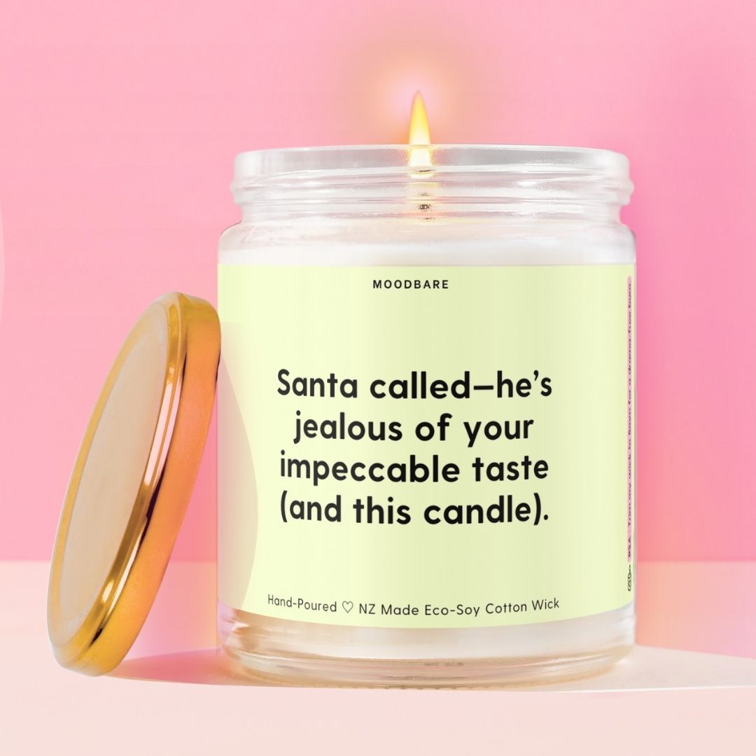 Santa called—he’s jealous of your impeccable taste (and this candle). Moodbare